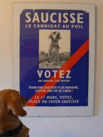 Le chien Saucisse soutient officiellement le Candidat Jean-Marc Restoux aux municipales 2008