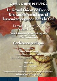 Conférence publique du Grand Orient de France, le 1er avril 2017à Lesparre !