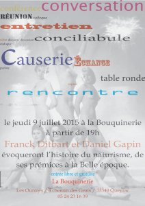 Jeudi 9 juillet 2015 : causerie à la Bouquinerie autour de l'histoire du naturisme ! 