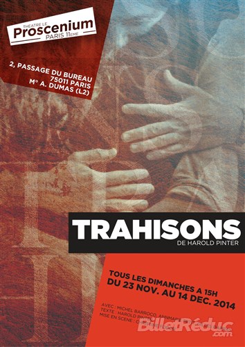 "Trahisons" de Harold Pinter au Proscenium (Paris 11 ème)