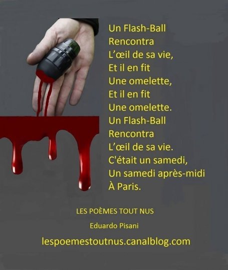 Edouardo, le chanteur de "Je t'aime le lundi" écrit un poème contre l'utilisation du Flash-Ball en France.