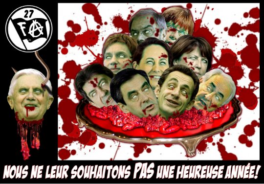 Une carte de vœux gore pour souhaiter une mauvaise année aux têtes de lard 